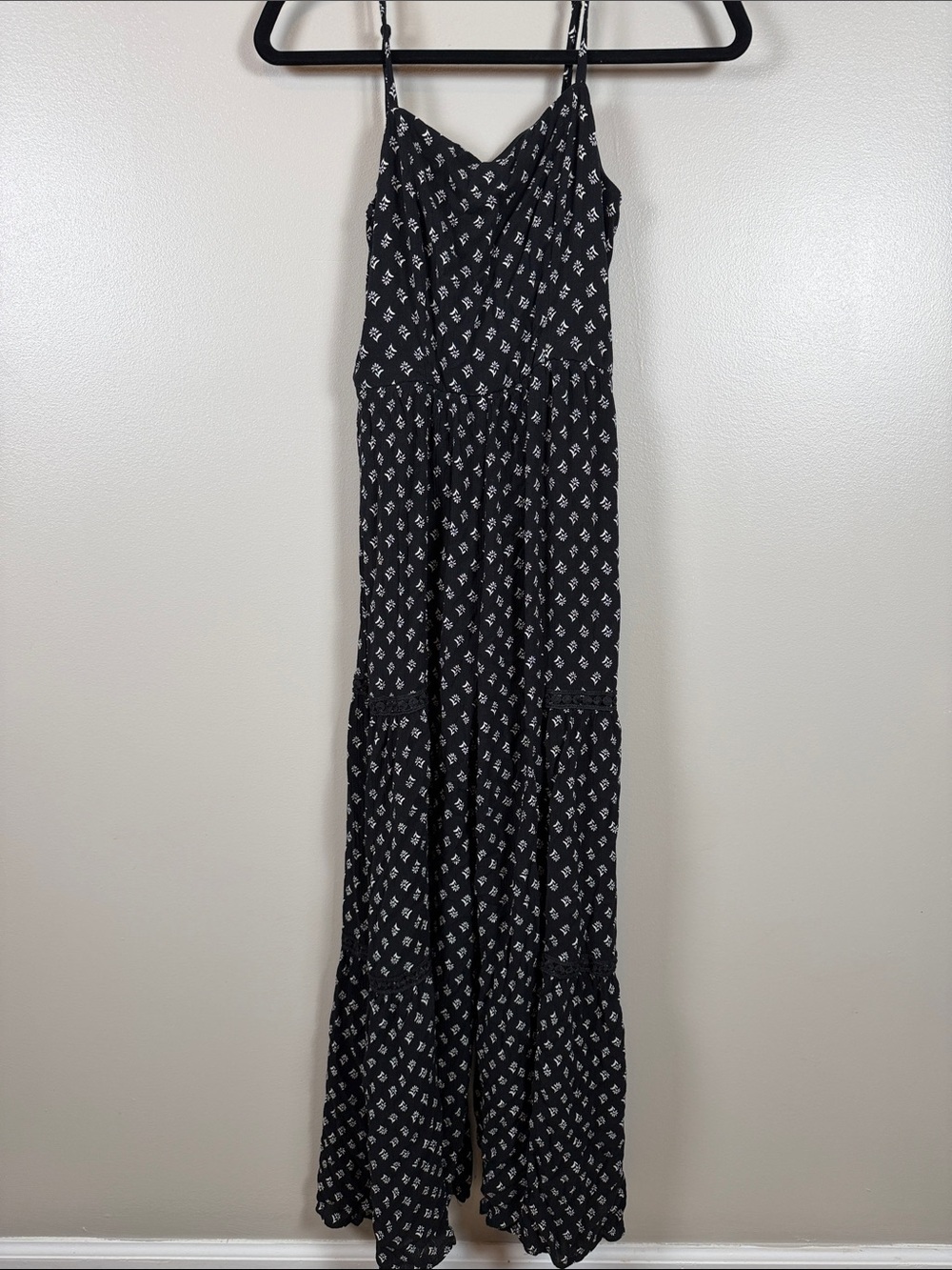 Lily Rose Black Wide Leg Romper with Spaghetti Straps